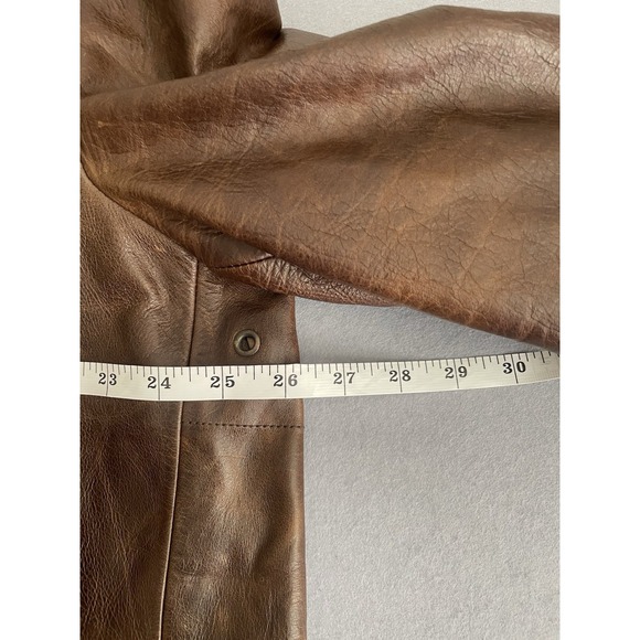J.Crew Men XL Brown Leather Car Coat Jacket Patina Pebble Heavy Barn‎ Chore Y2K - Picture 8 of 16
